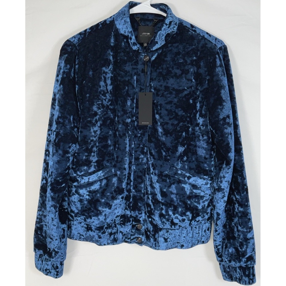 NWT Women's Joe's Jeans Lexi Crushed Velvet Zip Front Jacket - Blue - Size XS‎